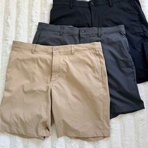 Like New Ben Hogan Performance Golf Short Bundle Sz 38 9” Long Black Gray Kakhi